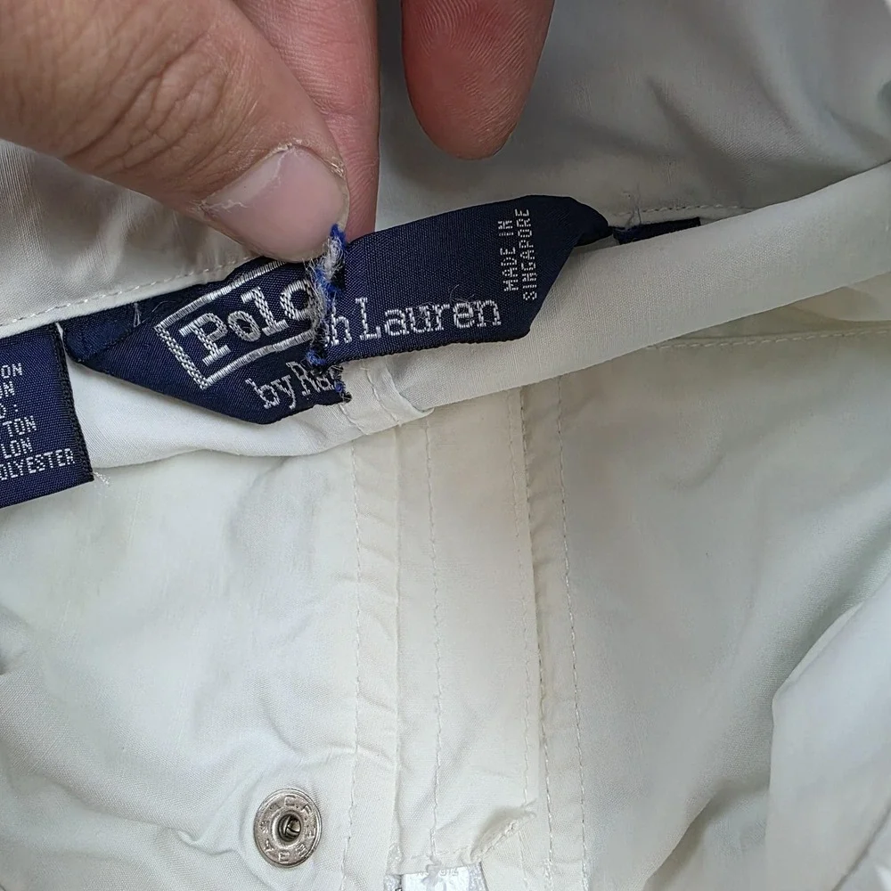 Vintage Polo Ralph Lauren Jacket Mens XL White Hooded Windbreaker Outdoor